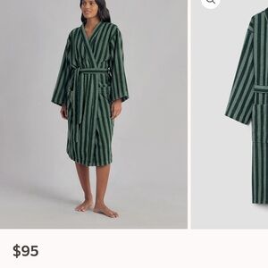 Piglet in Bed Striped Green Terry Robe